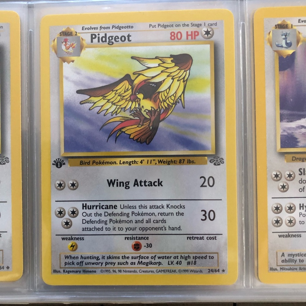 1990’s rare vintage 1st edition Pidgeot Pokémon card 24/64